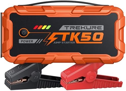 TREKURE Portable Car Jump Starter 8000A 26800mAh, Car Battery Jump Starter for All Gas and 12L Diesel Engines, Battery Jumper, Portable Jump Box Car Battery with Fast Charge, LED Light - Orange by TREKURE