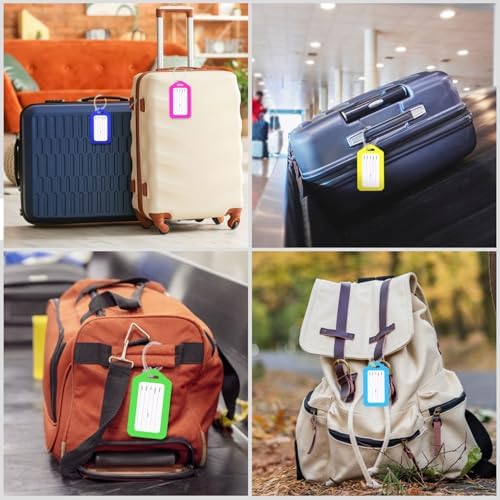 18 Pack Luggage Tag Bright Luggage Tags for Suitcases Bag Tags Name Tags for Kids Travel Accessories Must Haves by Sodsay (Purple) - Image 6