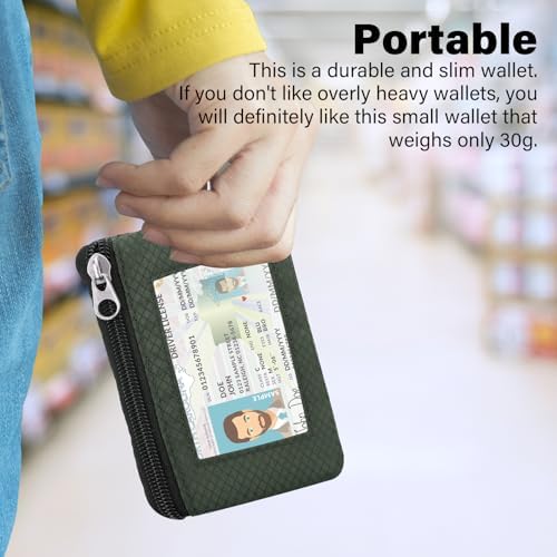 Minimalist RFID Wallet with Lanyard, Multi-Functional ID Case with 2 Zipper Pockets and Key Chain for Men and Women, Tactical Badge Pouch Cards Holder, Coin Purse for Travel Sports - Black&Army - Image 2