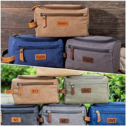Personalized Mens Travel Toiletry Bag Canvas Cosmetic Case Makeup Organizer Shower Toiletries Shaving Bag Hanging Shaving Kit Husband Boyfriend Gifts (Canvas) - Image 7