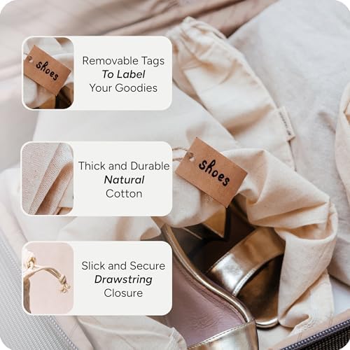 LEAFICO Reusable Produce Storage Bags - XX-Large 19x23 3 Pack - Breathable Muslin Fabric Sacks with Drawstrings – Dust-Proof Travel Cotton Bags for Laundry, Clothes, Purses - Image 4