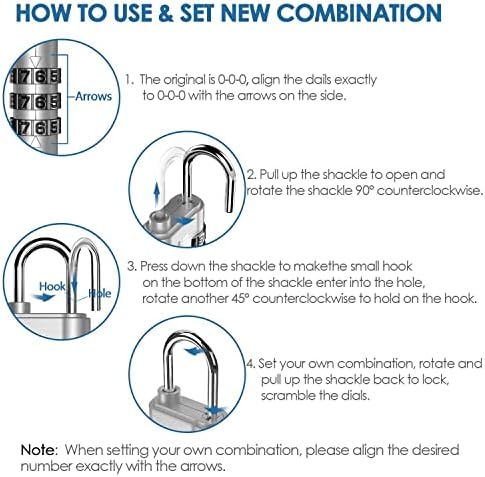 GIVERARE 8 Pack Combination Lock, 3-Digit Padlock Keyless, Resettable Luggage Locks for Backpack, Gym & School & Employee Locker, Weatherproof Travel Lock for Fence, Backyard Gate, Hasp, Case-Silver - Image 6
