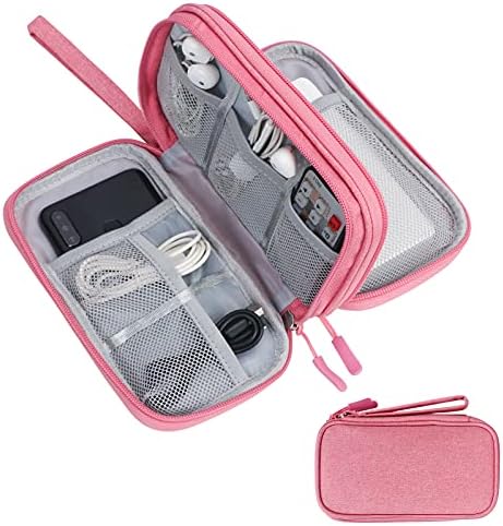 Skycase Electronic Organizer Travel Case - Waterproof Travel Cord Pouches for Organization, Cable Organizer, All-in-One Double Layers Storage Bag for Accessories, Charger, Cable, Pink - Medium by Skycase