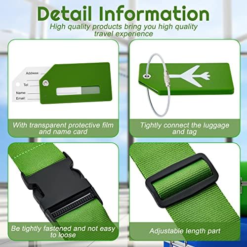 Weewooday 8 Pcs Luggage Straps Tag Set, Green, Airplane - Image 3