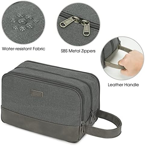 WANDF Travel Toiletry Bag for Men, Canvas Shaving Dopp Kit - Image 4