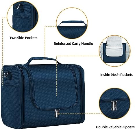 Buruis Extra Large Hanging Toiletry Bag for Women and Men, Blue - Image 4