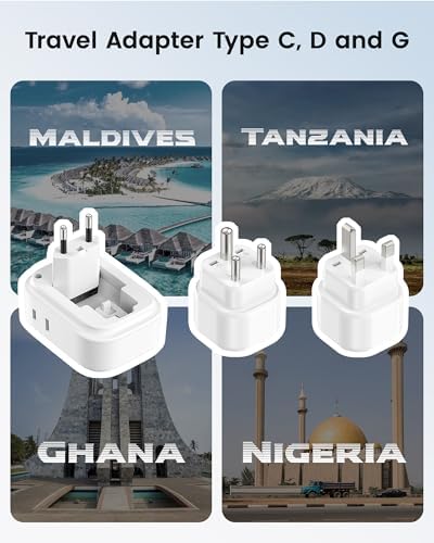 LENCENT Type C and Type D G Universal Travel Adapter Kit International Plug - Image 4