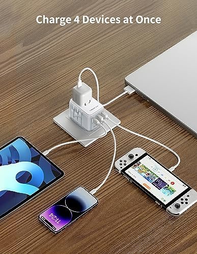 MOMAX Universal Travel Adapter, 20W+18W International Plug Adapter with 2 USB-A Quick Charging & 1 USB C PD Fast Charging,1 AC, All-in-one Wall Charger for USA EU UK AUS JP (Type C/A/G/I) - Image 4