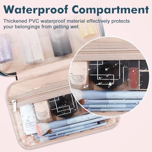 Wedama Toiletry Bag for Women, Medium Cosmetic Travel Bag, Hanging Toiletry Bag for Bathroom, Thickened PVC Waterproof Makeup Bag, Toiletries Bag for Travel Business Trips and Camping, Dark Blue - Image 3