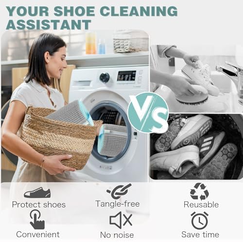 Shoe Washing Machine Bag,Laundry Shoe Bag for Washer and Dryer,Reusable Shoe Cleaning Bag for Sneakers,Tennis Shoes,With Self-locking Zipper, Microfiber Inside,Include Shoe Bag (Pro Grey - 1 Pack) - Image 5