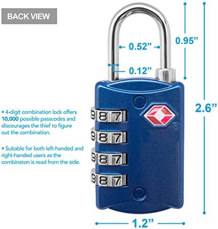 TSA Luggage Locks 2 Pack – 4-Digit Steel – Red/Blue - Image 2