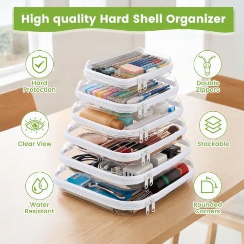 2-Pack Clear Hard Shell Zipper Case With Lids - Image 5
