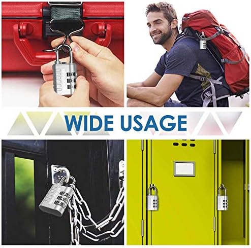 GIVERARE 8 Pack Combination Lock, 3-Digit Padlock Keyless, Resettable Luggage Locks for Backpack, Gym & School & Employee Locker, Weatherproof Travel Lock for Fence, Backyard Gate, Hasp, Case-Silver - Image 7