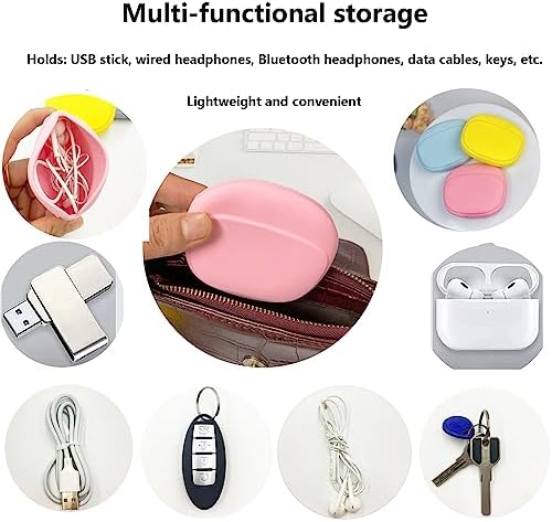 Silicone Headphone Organizer - Data Cable Storage Case - Mini Key Box - Portable Wired Headset Storage Bag (Yellow-Pink-Blue-3PCS) - Image 4