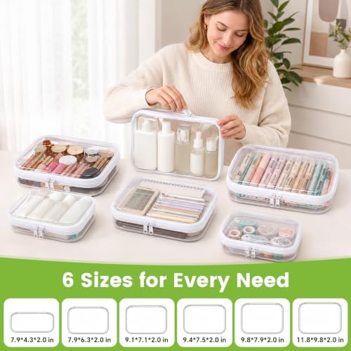 2-Pack Clear Hard Shell Zipper Case With Lids - Image 4