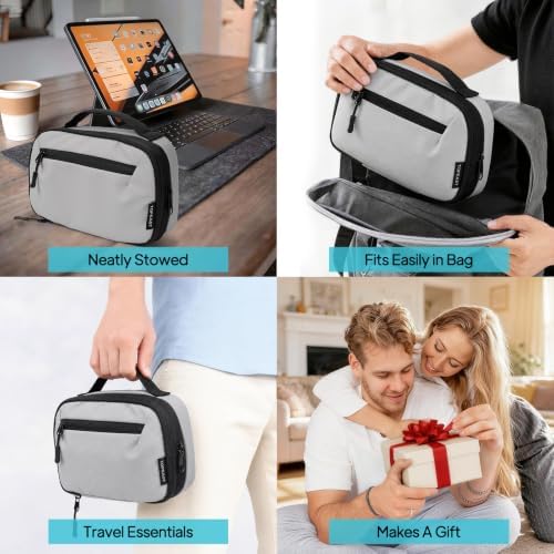 TOPEAST Expandable Cable Organizer Bag, Large Capacity Tech Pouch Electronics Travel Organizer Case, Waterproof Tech Essentials Storage Bag for Men, Charger, Cord, Mouse, Office Desk, Grey - Image 7