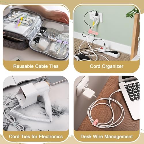 Tellegloww 42 Cable Ties Cord Organizer,Multicolor,3.15 Inch, 5.12 Inch - Image 6