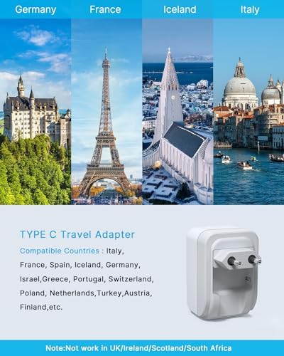 VINTAR 1 Pack European Travel Plug Adapter, Type C Foldable Plug to Europe - Image 3