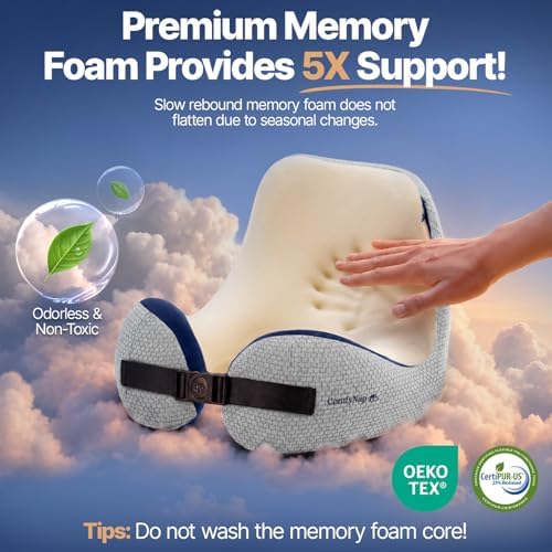 ComfyNap® Versatile Travel Neck Pillow for Airplane [Patented], 9 Positions in 3 Techniques, Plane Pillow with Pure Memory Foam, Travel Pillow with HeadRest Flight Sleep, Travel Essential - Earth - Image 4