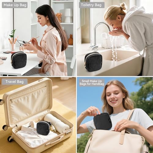 WLLWOO Corduroy Small Makeup Bag for Purse Zipper Mini Cosmetic Pouch - Image 6