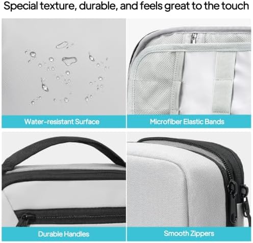 TOPEAST Expandable Cable Organizer Bag, Large Capacity Tech Pouch Electronics Travel Organizer Case, Waterproof Tech Essentials Storage Bag for Men, Charger, Cord, Mouse, Office Desk, Grey - Image 5