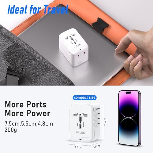 YLEE Travel Plug Adapter, 65W Fast GaN T International Plug Adapter - Image 7