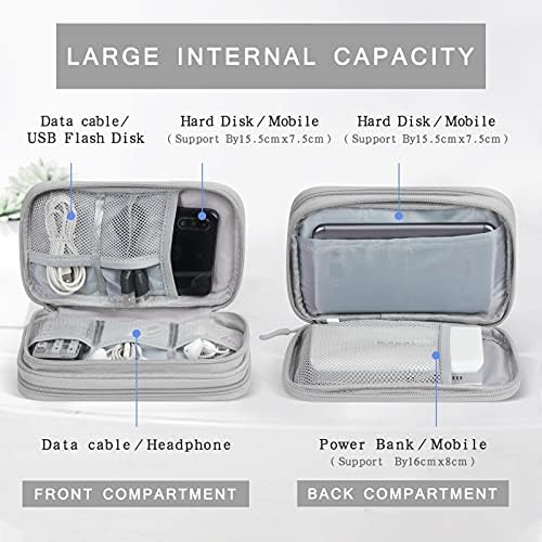 Skycase Electronic Organizer Travel Case - Waterproof Travel Cord Pouches for Organization, Cable Organizer, All-in-One Double Layers Storage Bag for Accessories, Charger, Cable, Grey- Medium - Image 3