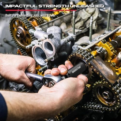 Universal Joint Socket Reducer: 7-Piece Impact Wobble U Joint & Adapter Set with Magnetic Aluminum Storage Rail - Premium Cr-V Steel 1/4", 3/8" & 1/2" Drive - Image 6