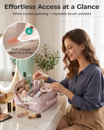 BAGSMART Easy-Access Makeup Bag, Water-Resistant Travel Toiletry Organizer - Image 3