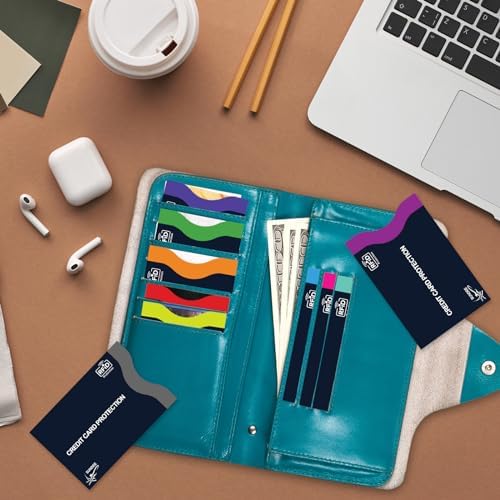 RFID Blocking Sleeves (10 RFID Blocking Sleeves, 10 Unique Designs) Identity Theft Protection Travel Case Set - Image 7