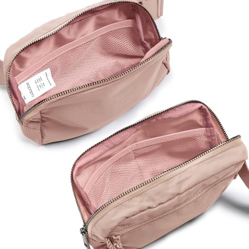ODODOS Unisex Mini Belt Bag with Adjustable Strap Small Fanny Pack for Workout Running Traveling Hiking, Misty Rose - Image 4