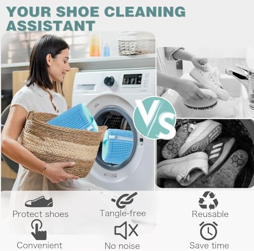Shoe Washing Machine Bag,Laundry Shoe Bag for Washer and Dryer,Reusable Shoe Cleaning Bag for Sneakers,Tennis Shoes,With Self-locking Zipper, Microfiber Inside,Include Shoe Bag (Lite Blue - 1 Pack) - Image 5