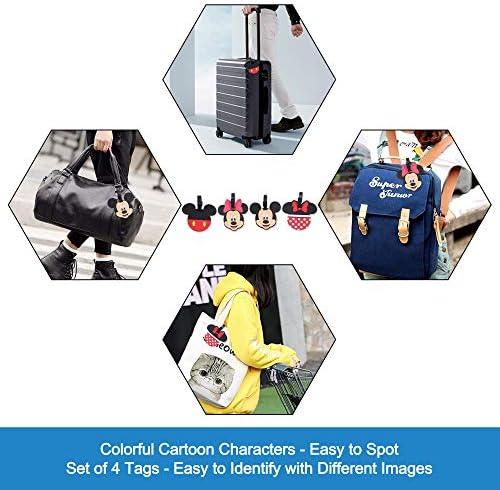 4 Pcs Set Mickey Minnie Silicone Travel Luggage Baggage Identification Labels ID Tag for Bag Suitcase Plane Cruise Ships with Belt Strap - Image 2