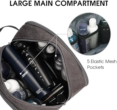 WANDF Travel Toiletry Bag for Men, Canvas Shaving Dopp Kit - Image 2