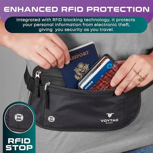 Travel Money Belt & Passport Holder - RFID Blocking Slim Travel Wallet & Fanny Pack for Men and Women - Essential Travel Pouch for Cash, Credit Cards, and Documents (Green Color) - Image 5