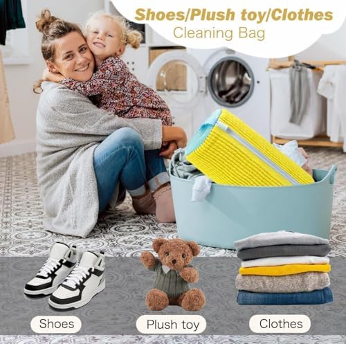 Shoe Washing Machine Bag,Laundry Shoe Bag for Washer and Dryer,Reusable Shoe Cleaning Bag for Sneakers,Tennis Shoes,With Self-locking Zipper, Microfiber Inside,Include Shoe Bag (Lite Yellow - 1 Pack) - Image 7