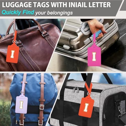 Personalized Initial Luggage Tags for Suitcases, Leather Chenille Letter Cute Luggage Tags with Privacy Name Card, Embroidered Travel Bag Backpack Tag Gifts for Women Kids Girls Teens(Orange-X) - Image 6