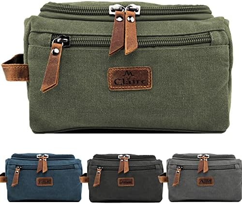Personalized Mens Travel Toiletry Bag Canvas Cosmetic Case Makeup Organizer Shower Toiletries Shaving Bag Hanging Shaving Kit Husband Boyfriend Gifts (Canvas) by HiPeep
