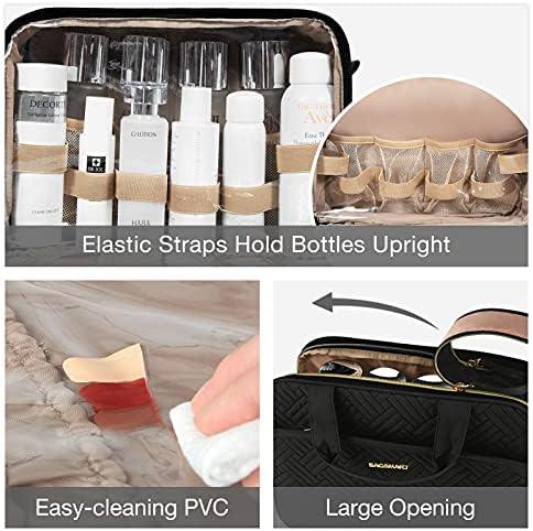 BAGSMART Toiletry Bag for Women, Medium Water-resistant, Black - Image 5