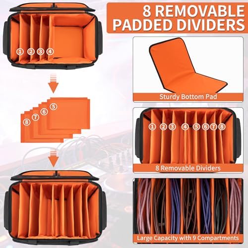IBVIVIC Large DJ Cable File Bag, Travel Gig Bag with 8 Adjustable Dividers - Image 5
