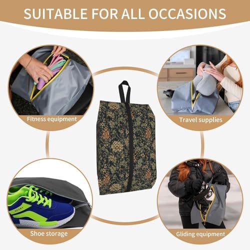 Morrisstyle Victorian Floral Travel Shoe Bag for Men & Women, Waterproof Shoe Storage Organizer with Zipper, Portable Shoe Pouch for Sneakers, Heels, Sandals, Gym & Travel Luggage 2PCS - Image 7