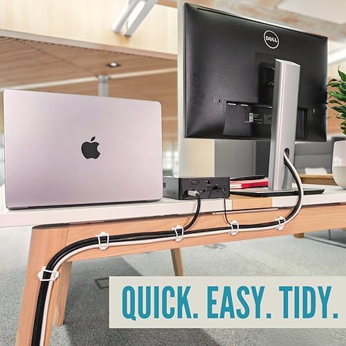 [Made in the UK] 10-Pack Adjustable Elastic Adhesive Cable Clips, Wire Management Holder, Cord Organizer for Home Office, Under Desk, Behind TV, Phone Charger, Laptop, PC, HDMI, USB (White) - Image 6