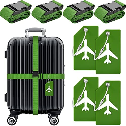 Weewooday 8 Pcs Luggage Straps Tag Set, Green, Airplane by Weewooday