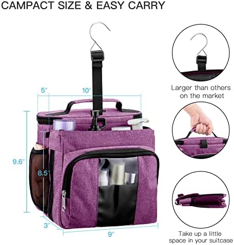 Bukere Portable Shower Caddy College Dorm Room Essential, Shower Caddy Tote Bag for Student, Girl, Women, Separate Compartment, Large Capacity, Quick Dry Mesh Base for Travel, Gym, Camp, Purple - Image 5