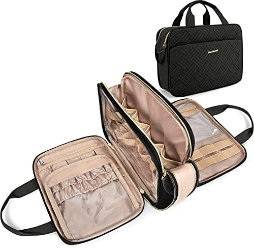 BAGSMART Toiletry Bag for Women, Medium Water-resistant, Black by BAGSMART