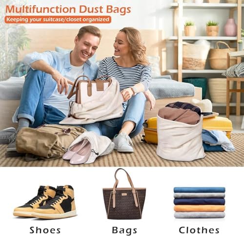 MISSLO Cotton Breathable Dust-proof Drawstring Storage Pouch Bag (Pack 3 M) - Image 3