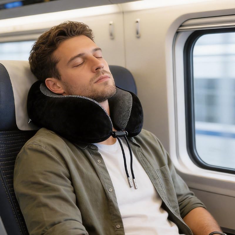 Neck Pillow for Traveling Memory Foam Travel Pillows for Airplanes Head & Neck Support Flight Headrest Sleep - Image 5