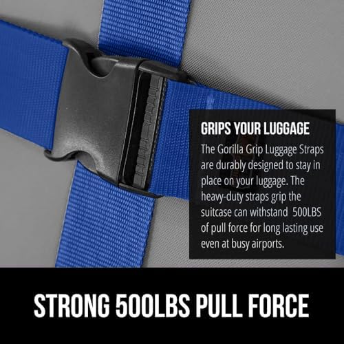 GORILLA GRIP Heavy Duty Luggage Straps for Suitcase, 4 Pack, Blue - Image 3