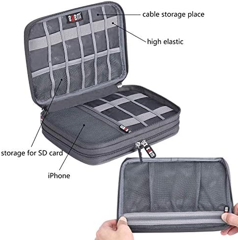 Electronic Cable Organizer Bag - Portable Travel Double Layers Electronic Digital Accessories Storage Pouch Bags for SD Card Case, USB Flash Drive,Charging Cords, USB Charger, Mini Tablet - Image 3