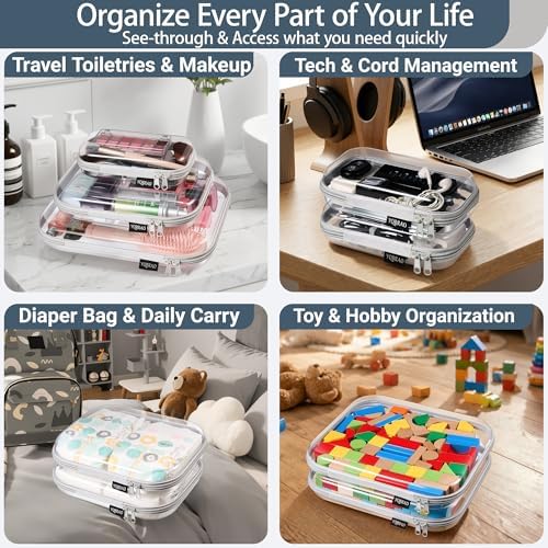 YQBRAO Clear Hard Shell Organizer Cases, 3-Pack, Gray - Image 3